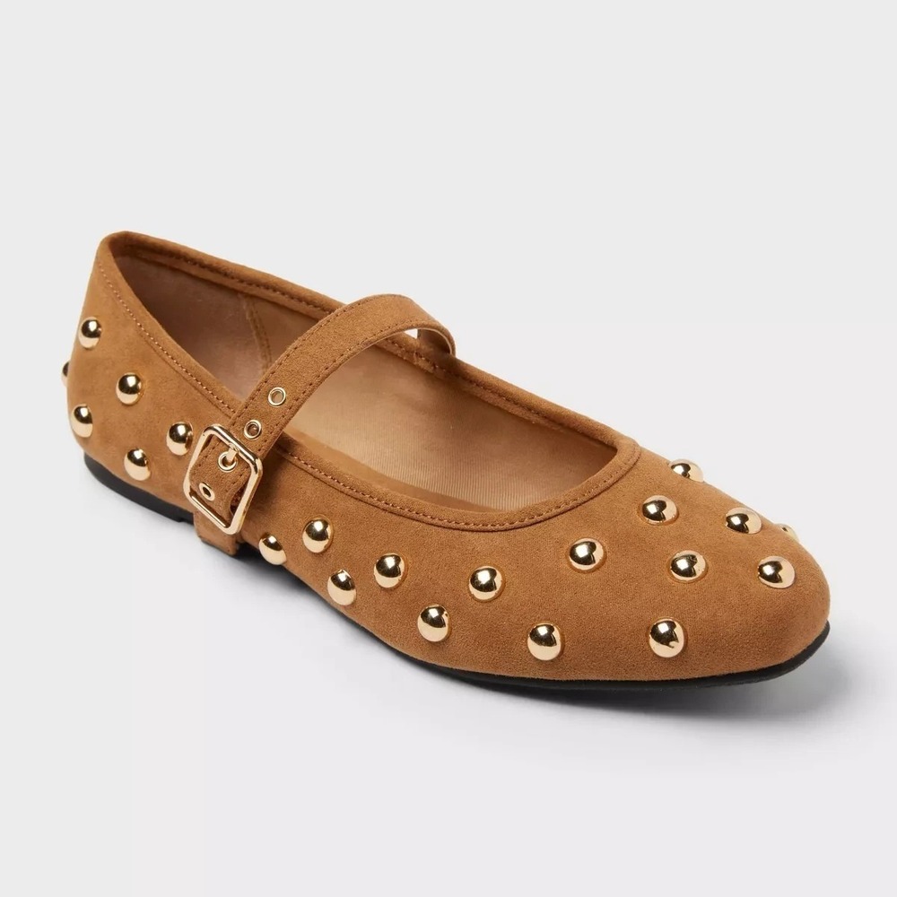 Women's Mary Jane Flats Universal Thread Penny Studded Cognac 11 New in Box